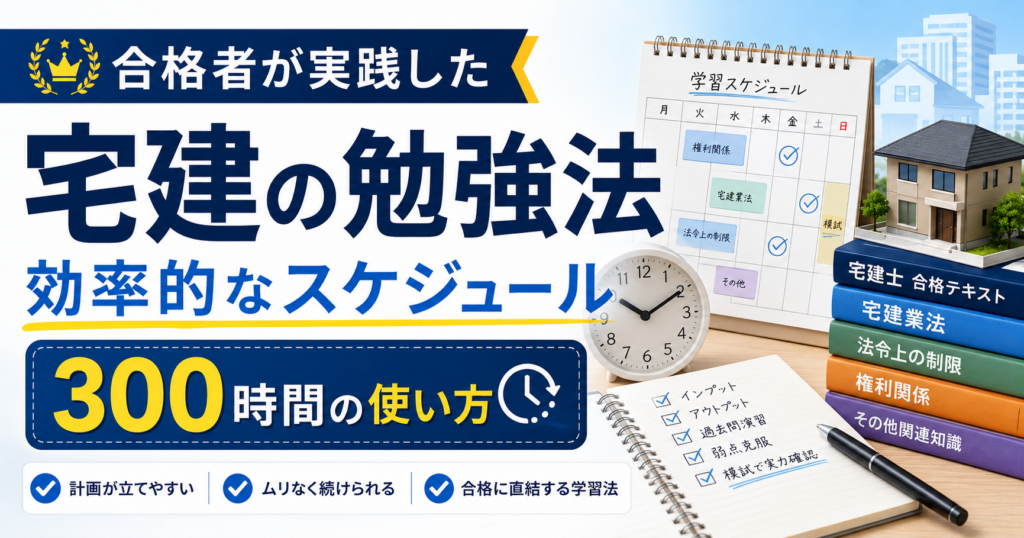 【宅建の勉強法】合格者が実践した効率的なスケジュールと300時間の使い方